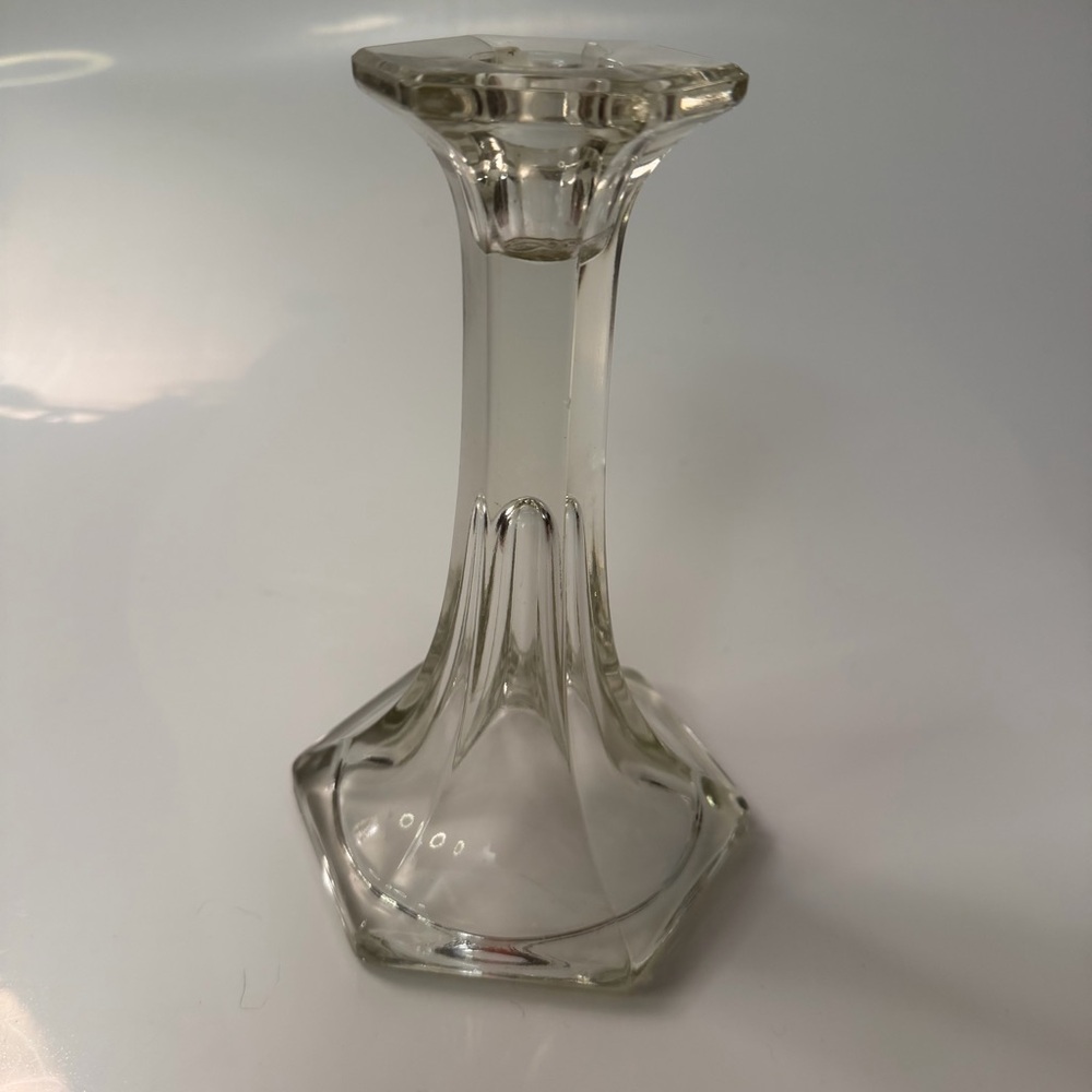 Vintage Clear Art Deco Westmoreland Glass Taper Candle Holder